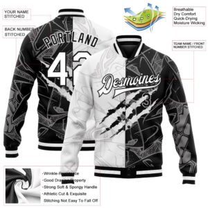 Custom Graffiti Pattern White Black Scratch 3D Bomber Full Snap Baseball Jacket Custom Team Jacket 2 fnyu9z.jpg
