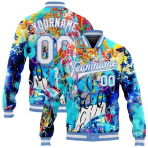 Custom Graffiti Pattern White Light Blue Abstract…