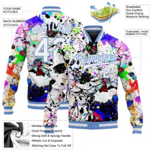 Custom Graffiti Pattern White Light Blue Splashes 3D Bomber Full Snap Baseball Jacket Custom Team Jacket 2 uo5a4r.jpg