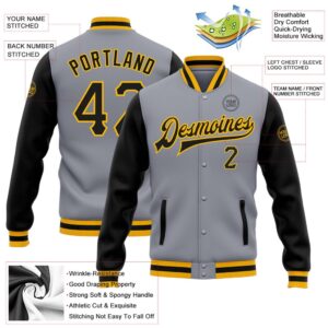 Custom Gray Black Gold Bomber Full Snap Varsity Baseball Jacket Custom Team Jacket 2 oysm7m.jpg