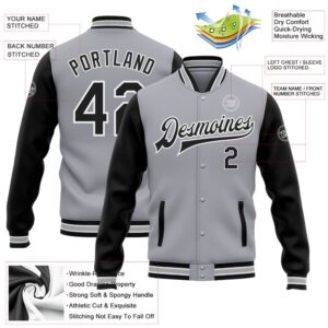 Custom Gray Black White Bomber Full Snap Varsity Baseball Jacket Custom Team Jacket 2 ic5bzc.jpg