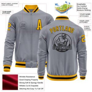Custom Gray Gold Black Bomber Varsity Letterman Zipper Jacket Custom Team Jacket 2 jrcnig.jpg