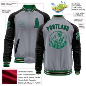Custom Gray Kelly Green Cream Black Bomber Varsity Baseball Jacket Custom Team Jacket 2 hnewqo.jpg