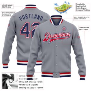 Custom Gray Navy White Red Bomber Full Snap Baseball Jacket Custom Team Jacket 2 tn1chl.jpg