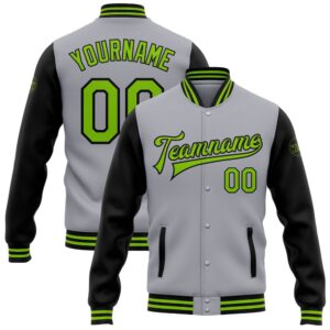 Custom Gray Neon Green Black Bomber Full…