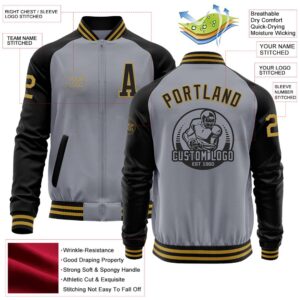 Custom Gray Old Gold Black Bomber Varsity Baseball Jacket Custom Team Jacket 2 ttysfg.jpg