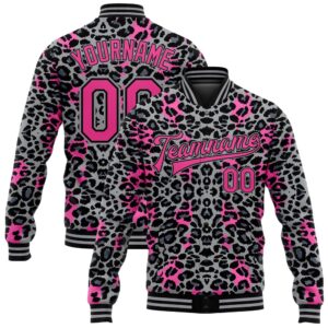 Custom Gray Pink Black Leopard Print 3D…