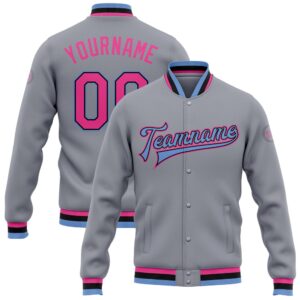 Custom Gray Pink Black Light Blue Bomber…