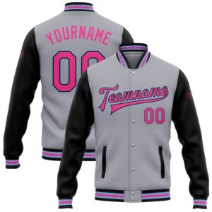 Custom Gray Pink Black Light Blue Bomber…