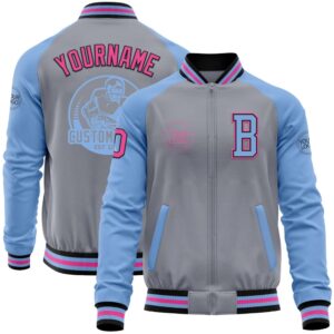 Custom Gray Pink Black Light Blue Bomber…