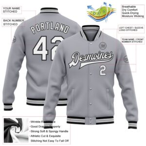 Custom Gray White Black Bomber Full Snap Baseball Jacket Custom Team Jacket 2 w5syuk.jpg