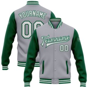 Custom Gray White Kelly Green Bomber Full…