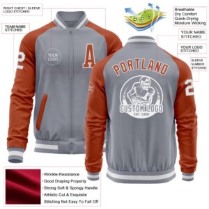 Custom Gray White Texas Orange Bomber Varsity Baseball Jacket Custom Team Jacket 2 smewjf.jpg