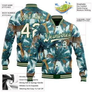 Custom Green Cream Tropical Tiger And Giraffe With Palms 3D Pattern Design Bomber Full Snap Baseball Jacket Custom Team Jacket 2 lz4zz1.jpg