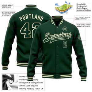 Custom Green Green Cream Bomber Full Snap Baseball Jacket Custom Team Jacket 2 gesgo8.jpg