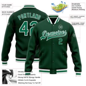 Custom Green Kelly Green White Bomber Full Snap Baseball Jacket Custom Team Jacket 2 negxbc.jpg