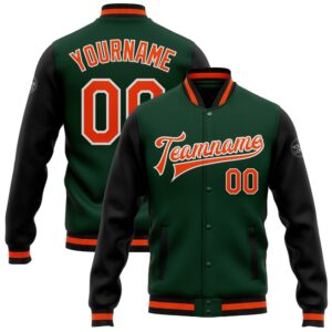 Custom Green Orange Black Bomber Full Snap…