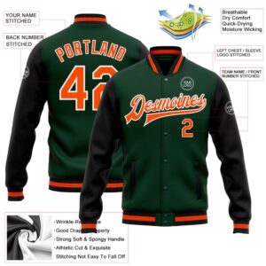 Custom Green Orange Black Bomber Full Snap Varsity Baseball Jacket Custom Team Jacket 2 mcb5se.jpg
