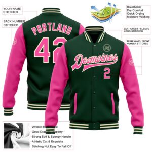 Custom Green Pink Cream Bomber Full Snap Varsity Baseball Jacket Custom Team Jacket 2 sx0y3w.jpg