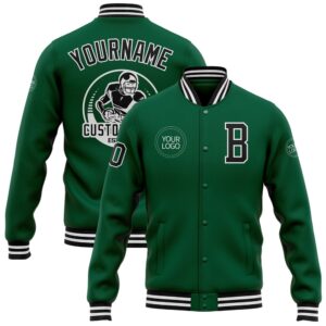 Custom Kelly Green Black White Bomber Full…