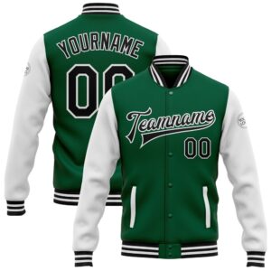 Custom Kelly Green Black White Bomber Full…