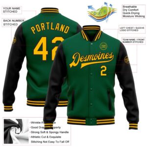 Custom Kelly Green Gold Black Bomber Full Snap Varsity Baseball Jacket Custom Team Jacket 2 y1leto.jpg