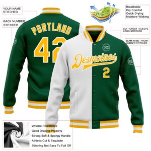 Custom Kelly Green Gold White Bomber Full Snap Varsity Letterman Split Fashion Jacket Custom Team Jacket 2 azhigx.jpg