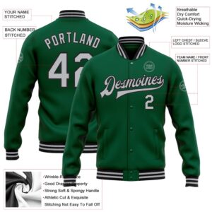 Custom Kelly Green Gray Black Bomber Full Snap Baseball Jacket Custom Team Jacket 2 qthboh.jpg