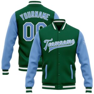 Custom Kelly Green Light Blue White Bomber…