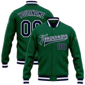 Custom Kelly Green Navy White Bomber Full…