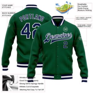 Custom Kelly Green Navy White Bomber Full Snap Baseball Jacket Custom Team Jacket 2 g52zsn.jpg