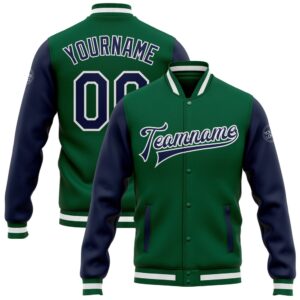 Custom Kelly Green Navy White Bomber Full…