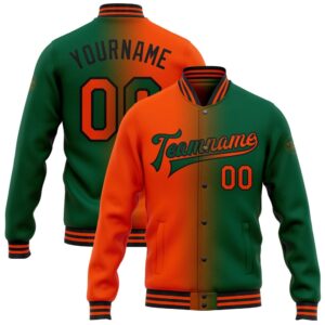 Custom Kelly Green Orange Black Bomber Full…