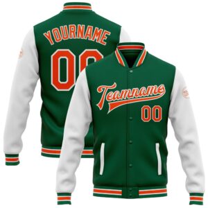 Custom Kelly Green Orange White Bomber Full…