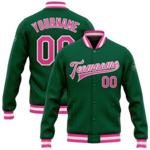Custom Kelly Green Pink White Bomber Full…