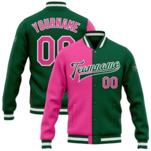Custom Kelly Green Pink White Bomber Full…