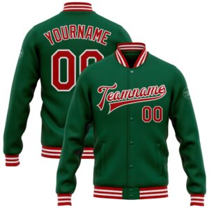 Custom Kelly Green Red White Bomber Full…