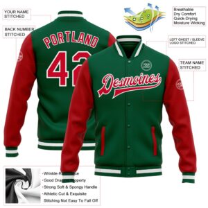 Custom Kelly Green Red White Bomber Full Snap Varsity Baseball Jacket Custom Team Jacket 2 nggves.jpg