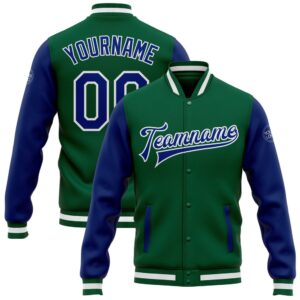 Custom Kelly Green Royal White Bomber Full…