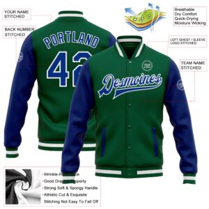 Custom Kelly Green Royal White Bomber Full Snap Varsity Baseball Jacket Custom Team Jacket 2 h1bhfk.jpg