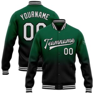 Custom Kelly Green White Black Bomber Full…