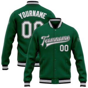 Custom Kelly Green White Black Gray Bomber…