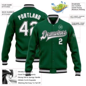 Custom Kelly Green White Black Gray Bomber Full Snap Baseball Jacket Custom Team Jacket 2 ppp60d.jpg