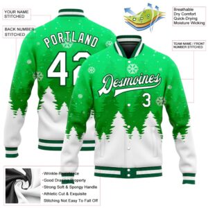 Custom Kelly Green White Christmas 3D Bomber Full Snap Baseball Jacket Custom Team Jacket 2 y5jkqp.jpg