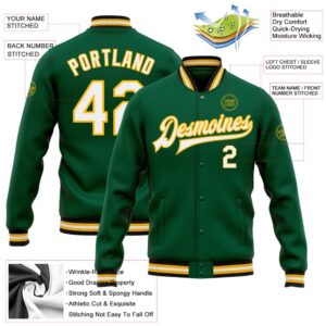 Custom Kelly Green White Gold Bomber Full Snap Baseball Jacket Custom Team Jacket 2 ql6uak.jpg