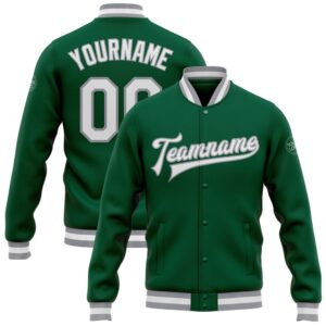 Custom Kelly Green White Gray Bomber Full…