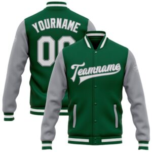 Custom Kelly Green White Gray Bomber Full…