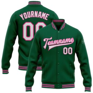 Custom Kelly Green White Pink Bomber Full…