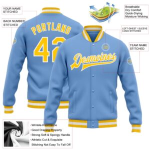 Custom Light Blue Gold White Bomber Full Snap Baseball Jacket Custom Team Jacket 2 jqngwu.jpg