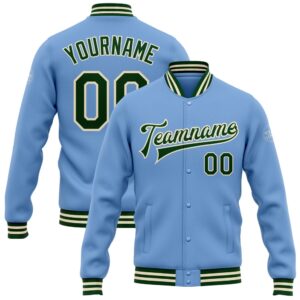 Custom Light Blue Green Cream Bomber Full…
